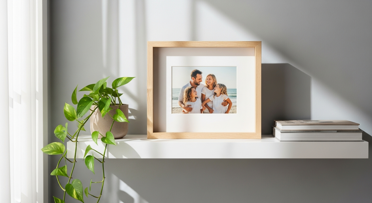 Nicola Spring 3D box photo frame displaying layered artwork with adjustable depth and acrylic construction