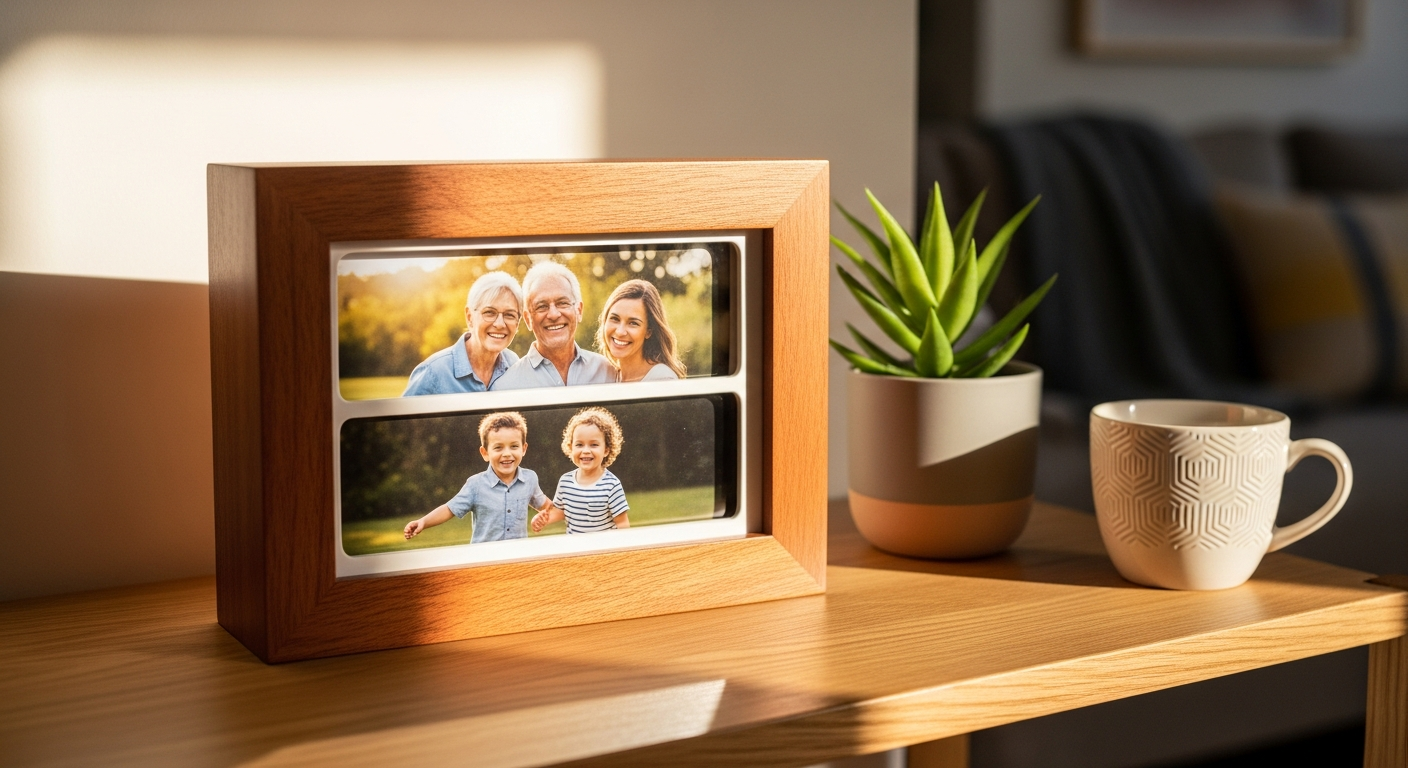 Nicola Spring 3D box photo frame displaying layered photos and mementos together