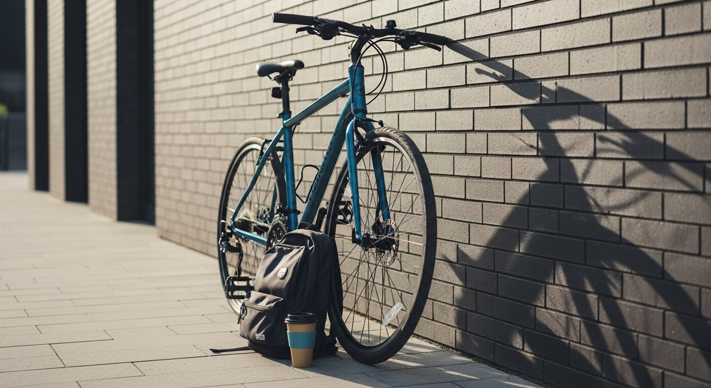 Decathlon Riverside 120 hybrid bicycle displayed in profile view showing steel frame and components