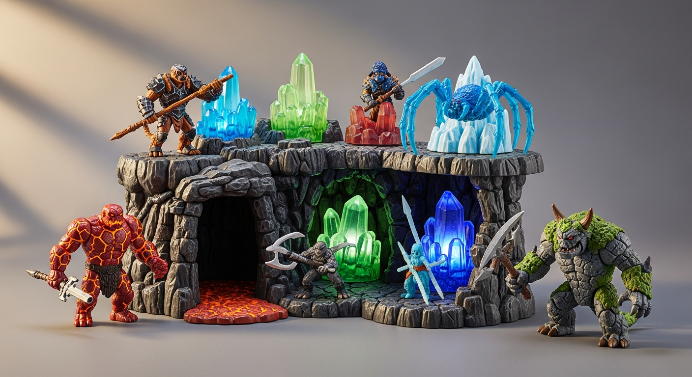 Schleich Eldrador BattleCave Super Crystals fantasy fortress playset with modular walls and crystal puzzle