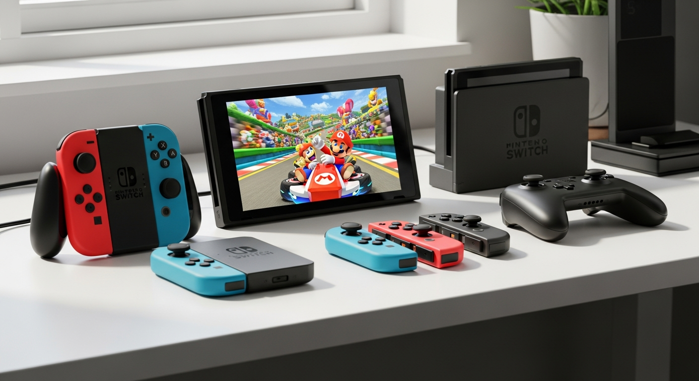 Nintendo Switch 2 console with Mario Kart World game bundle displayed on gaming setup