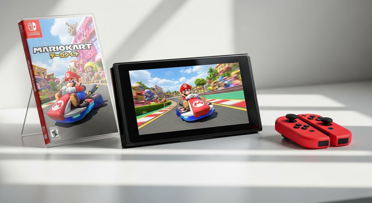 Nintendo Switch 2 console with Mario Kart World game bundle displayed on white background