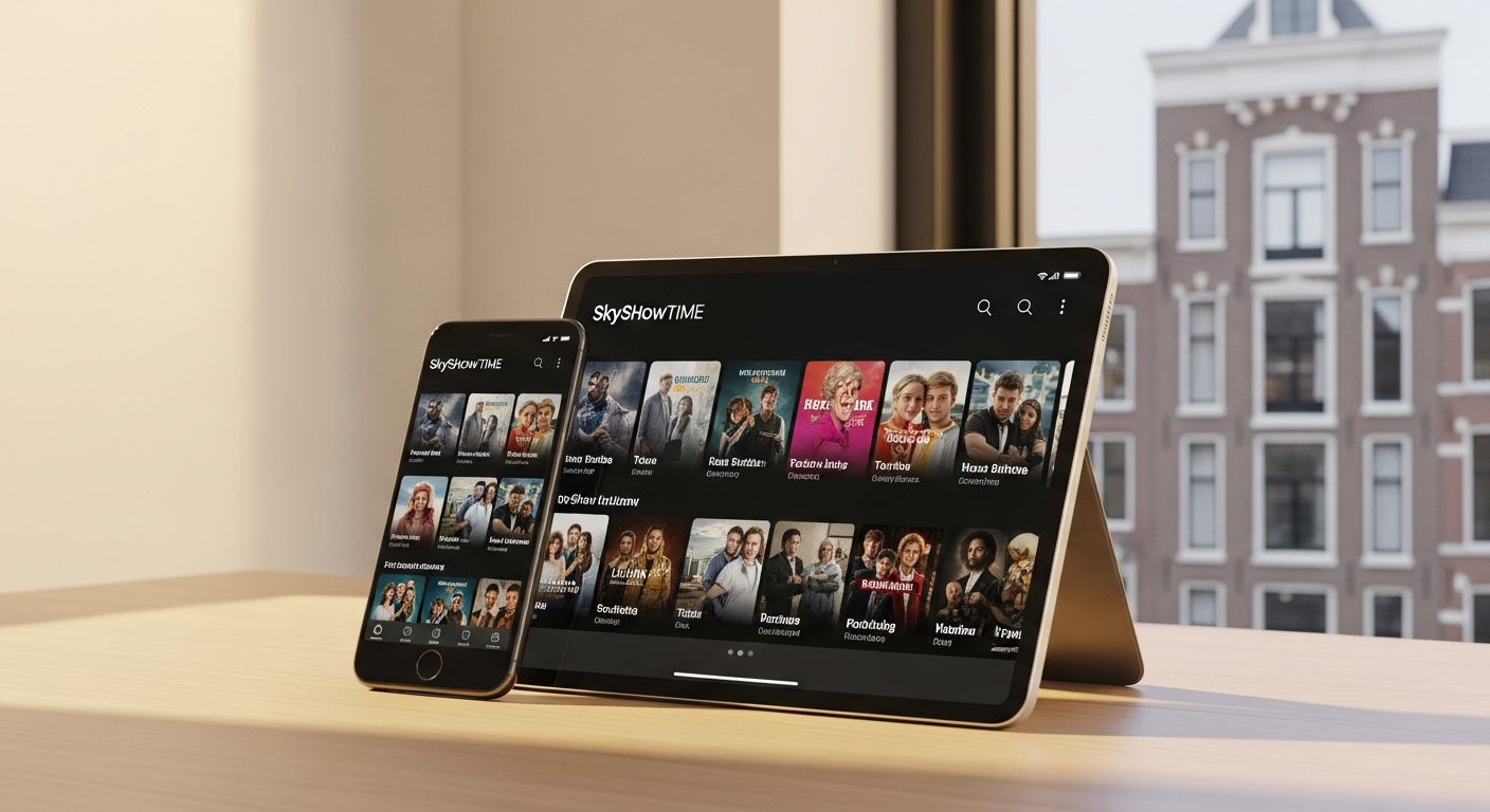 SkyShowtime Standard Annual Subscription streaming service interface displayed on multiple devices showing content library and viewing options