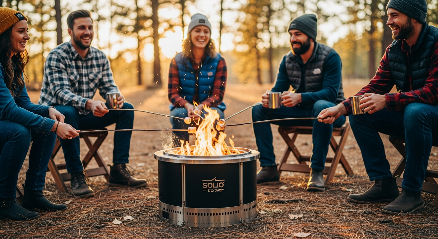Solo Stove Bonfire 2.0 smokeless fire pit with 360-degree airflow design in stainless steel