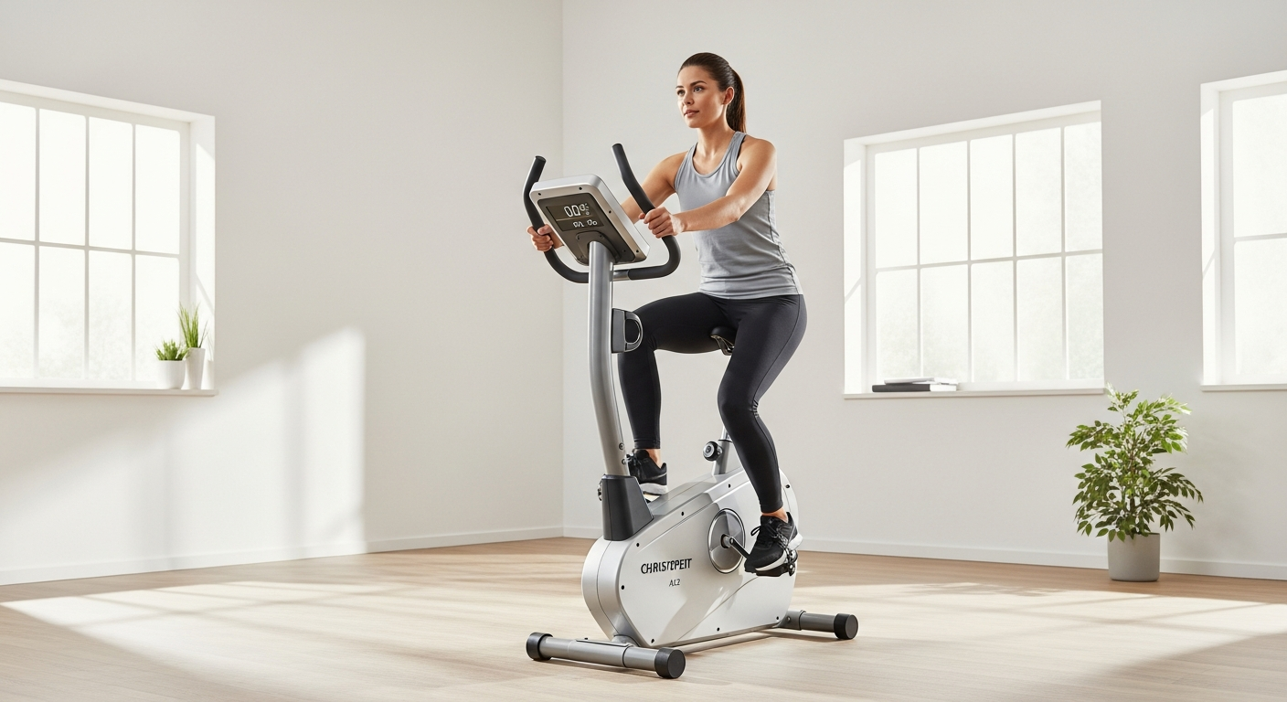Christopeit AL2 Ergometer Exercise Bike with magnetic braking system and adjustable components for home rehabilitation training