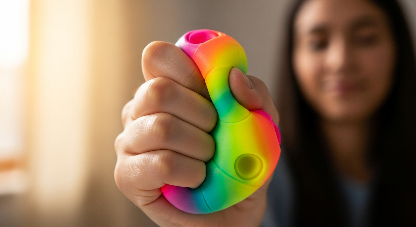 Schylling Color Change NeeDoh fidget toy in vibrant blue and pink colors showing its unique shape-shifting sensory design