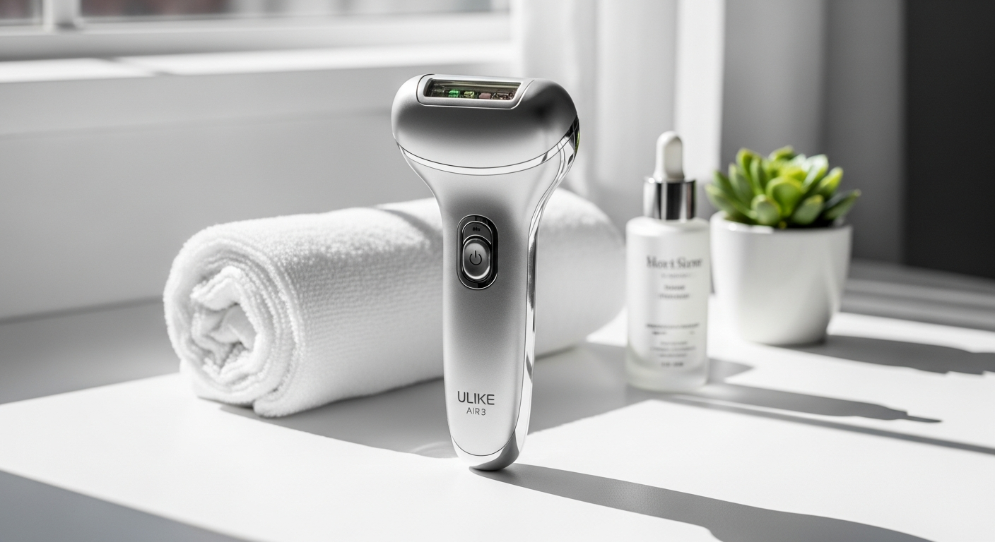Ulike Air 3 IPL hair removal handset with sapphire ice-cooling technology displayed on white background