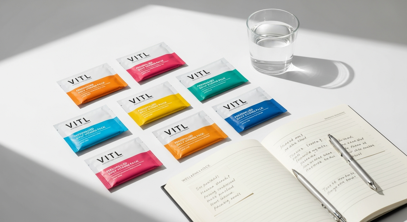 VITL personalized daily vitamin packs with custom-formulated nutrients in pre-portioned daily strips