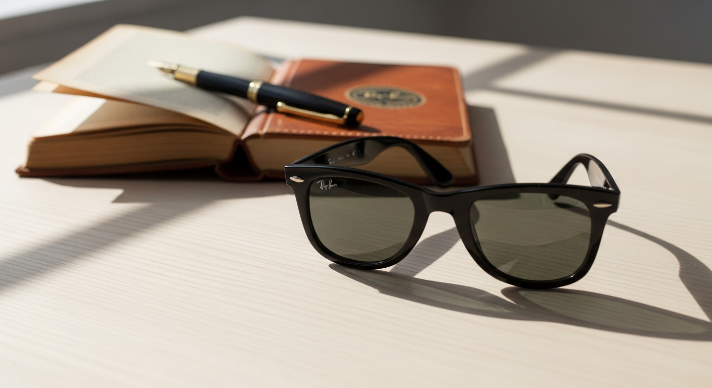 Ray-Ban Original Wayfarer Classic sunglasses with iconic trapezoidal acetate frames and green G-15 lenses