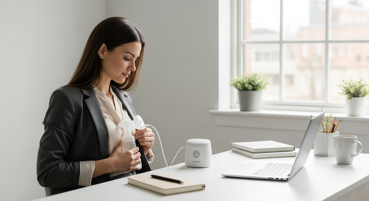 Vulpes Goods Electric Wireless Breast Pump Elite Pro device displayed with accessories and milk storage bags