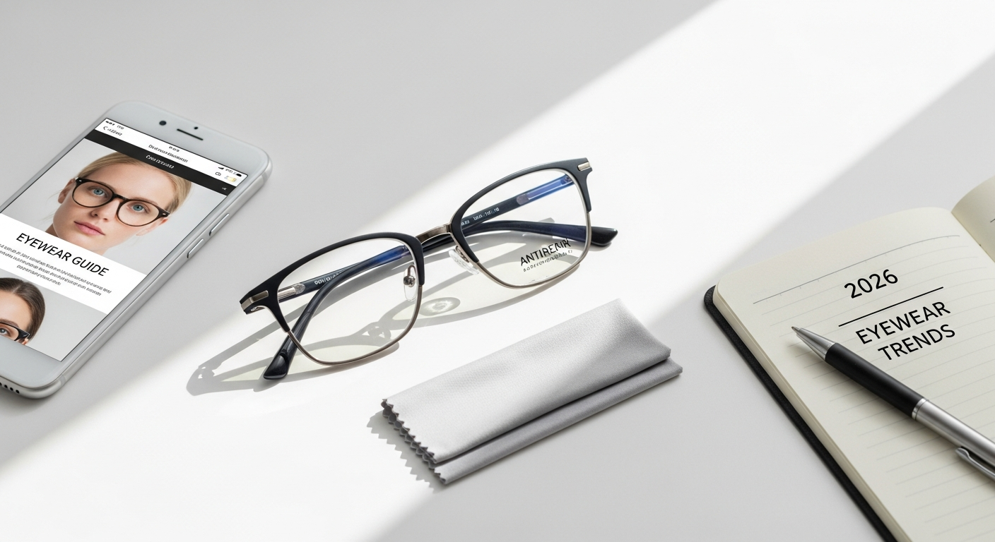 Brillen.de store display showcasing progressive lens packages and frame material options for affordable multifocal eyewear