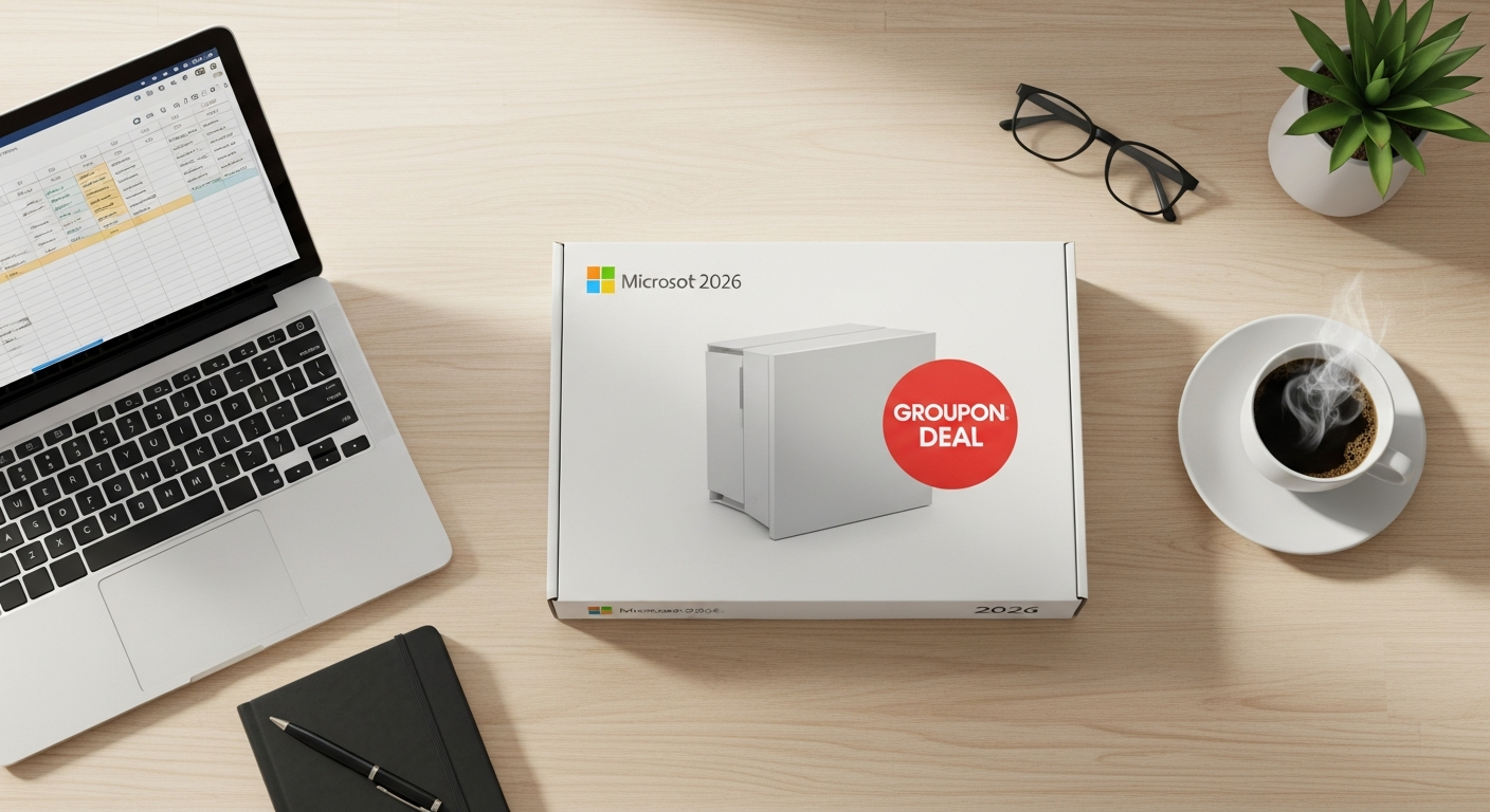 Microsoft Office 2026 lifetime license Groupon deal pricing comparison and activation process overview