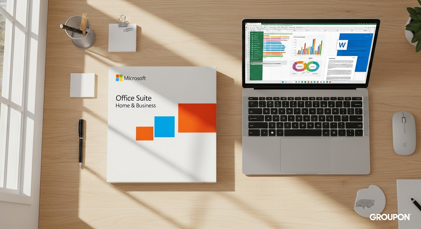Microsoft Office Lifetime License Key product displayed on Groupon.fr marketplace interface
