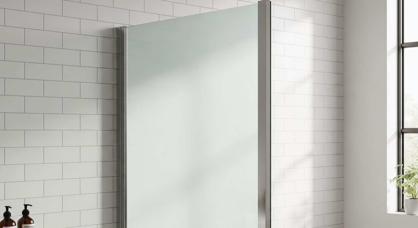 Modern 80cm Neuesbad Design shower side panel with clear safety glass and stainless steel hardware in contemporary bathroom