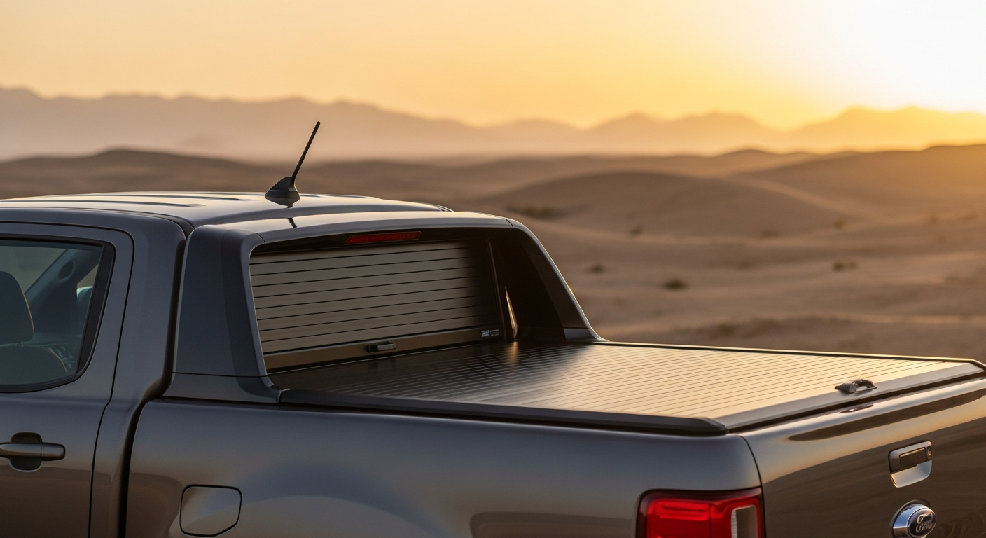 Predator electric roller shutter truck bed cover installed on Ford Ranger pickup truck