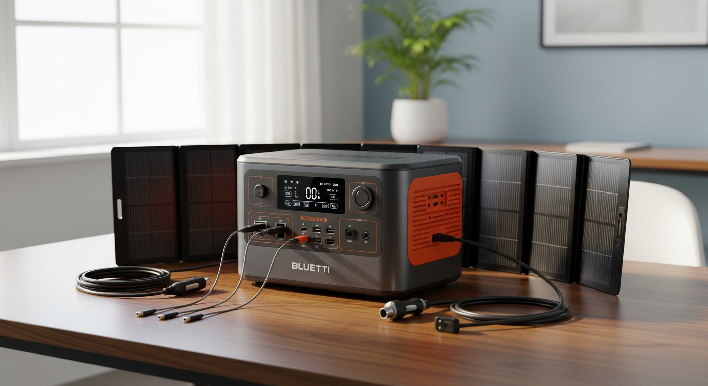 BLUETTI AC200MAX portable power station with expandable battery modules displayed together