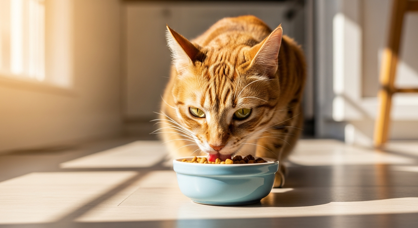 Meowing Heads Paw Lickin' Chicken cat food wet and dry formulations displayed with fresh chicken and beef ingredients