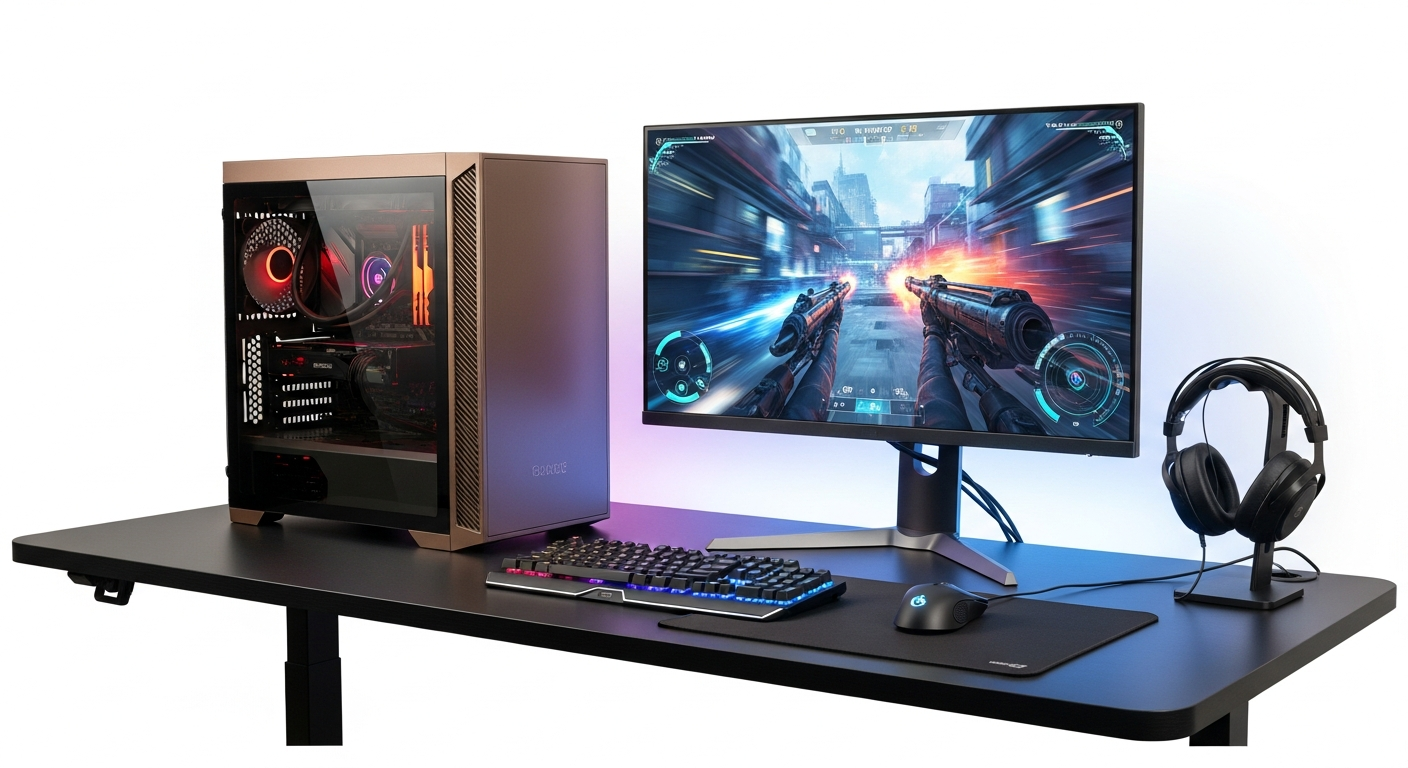 KingForge Bronze Gaming PC with Ryzen 5 7500F and RTX 5060 graphics card displayed