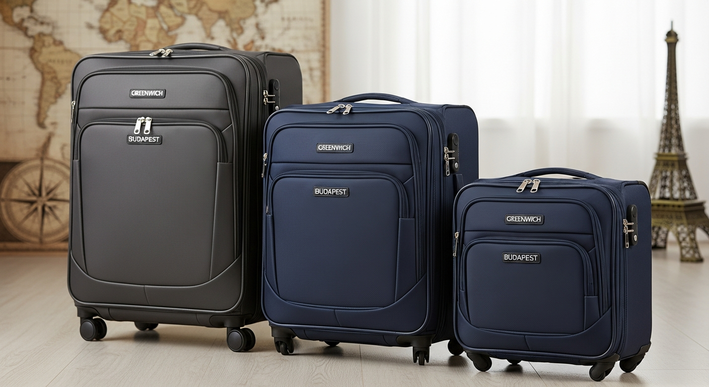 Greenwich Budapest extensible suitcase set with expandable design and spinner wheels