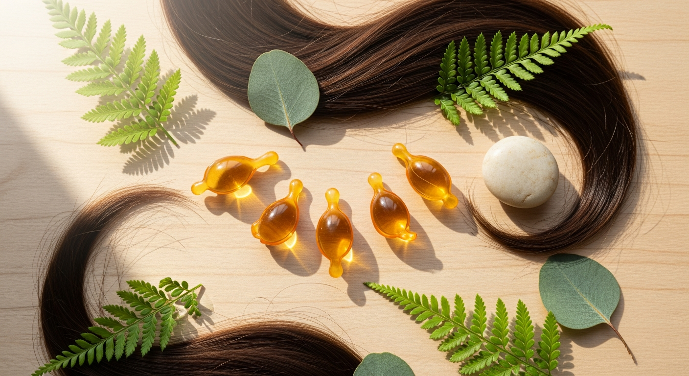 REHAB Your Hair Oil Capsules in biodegradable pods with damaged hair transformation results displayed