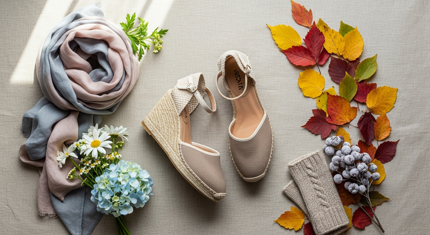 Viscata Pubol Canvas Espadrille Wedges in multiple colors displayed on neutral background