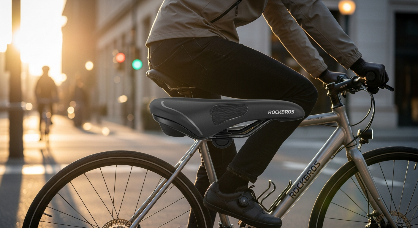 ROCKBROS Comfort Shock Absorption Bike Saddle with memory foam padding and dual shock absorption technology for pain-free cycling