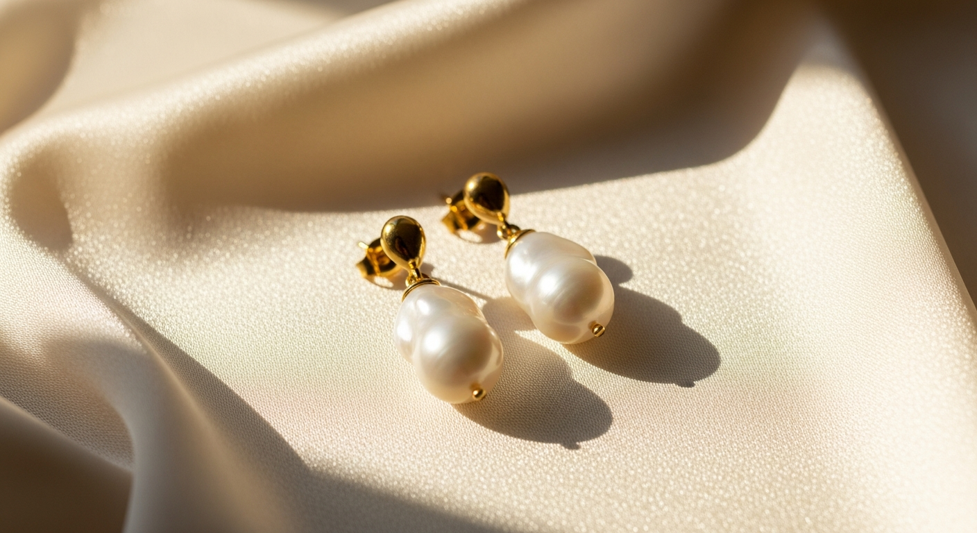 Gold vermeil baroque pearl drop earrings showcasing natural freshwater pearls and artisanal craftsmanship