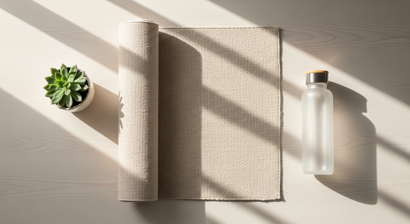 Avery Row Organic Cotton Stay & Play Mat in neutral tone on wooden floor