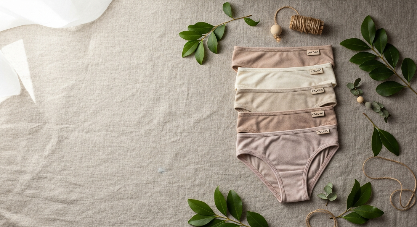 Sustainable Cocoro menstrual panties in organic cotton displayed flat lay