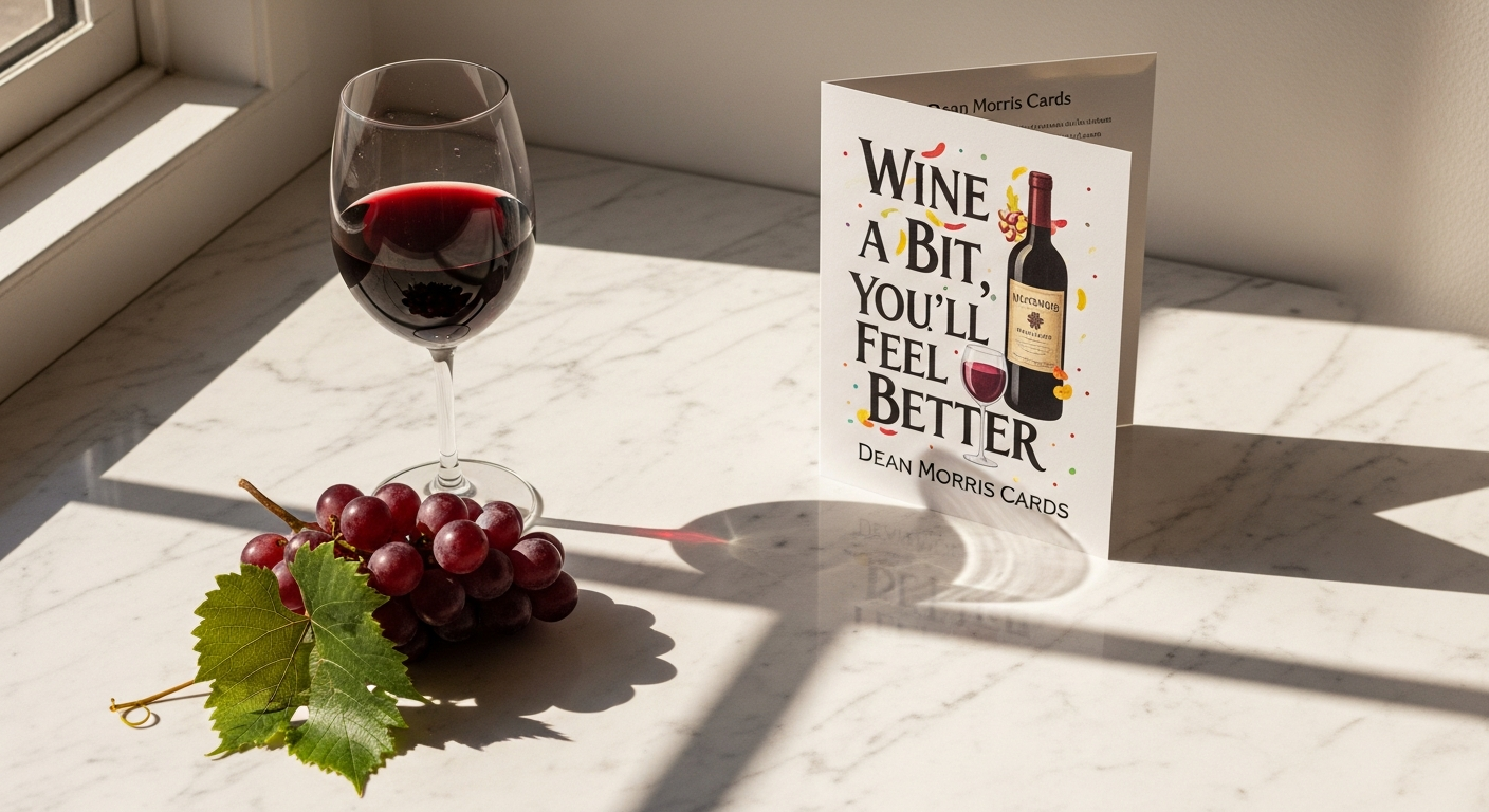 Alexa Send Wine greeting card by Dean Morris with witty humor design