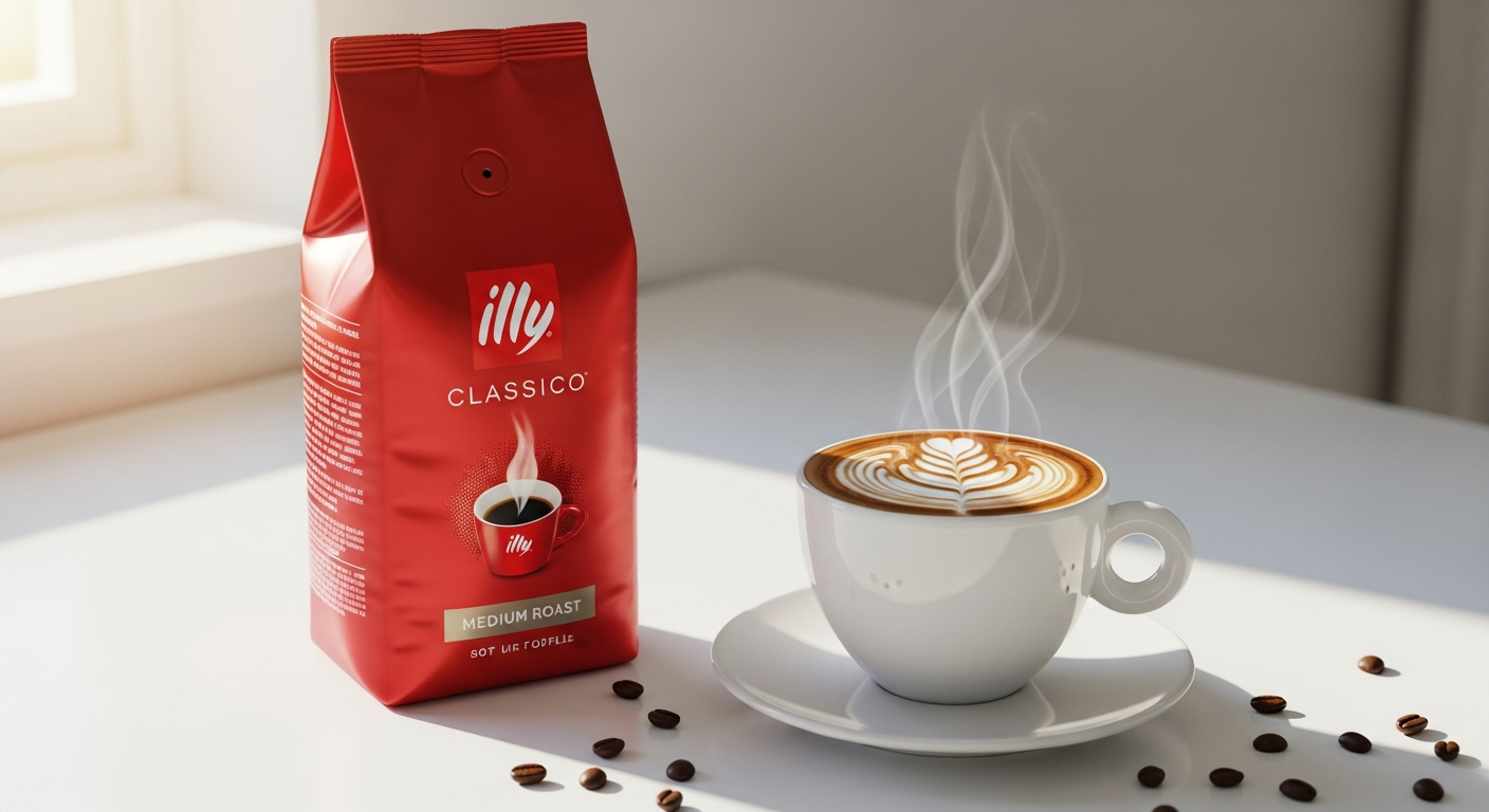 Illy Classico Medium Roast Coffee premium pressurized can with espresso cup