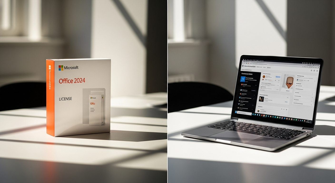 Microsoft Office 2024 Professional software suite displaying Word, Excel, PowerPoint, and Outlook applications