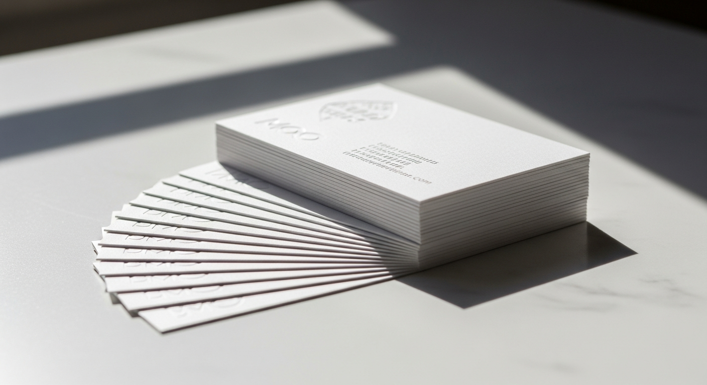 Premium thick MOO Luxe business cards with colored seams and Mohawk Superfine paper