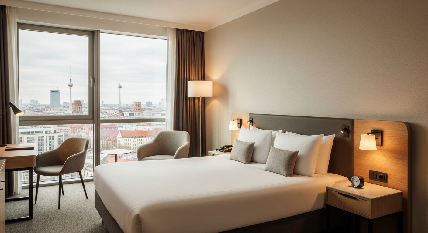 Premier Inn Berlin Alexanderplatz Premier Plus Room with modern bed and amenities