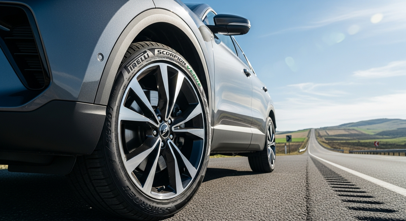 Pirelli Scorpion Verde all-season SUV tire on modern crossover vehicle