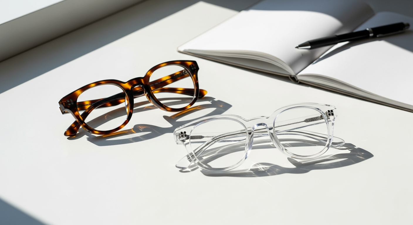 Frankley chunky acetate round glasses in vibrant colorways displayed on neutral background