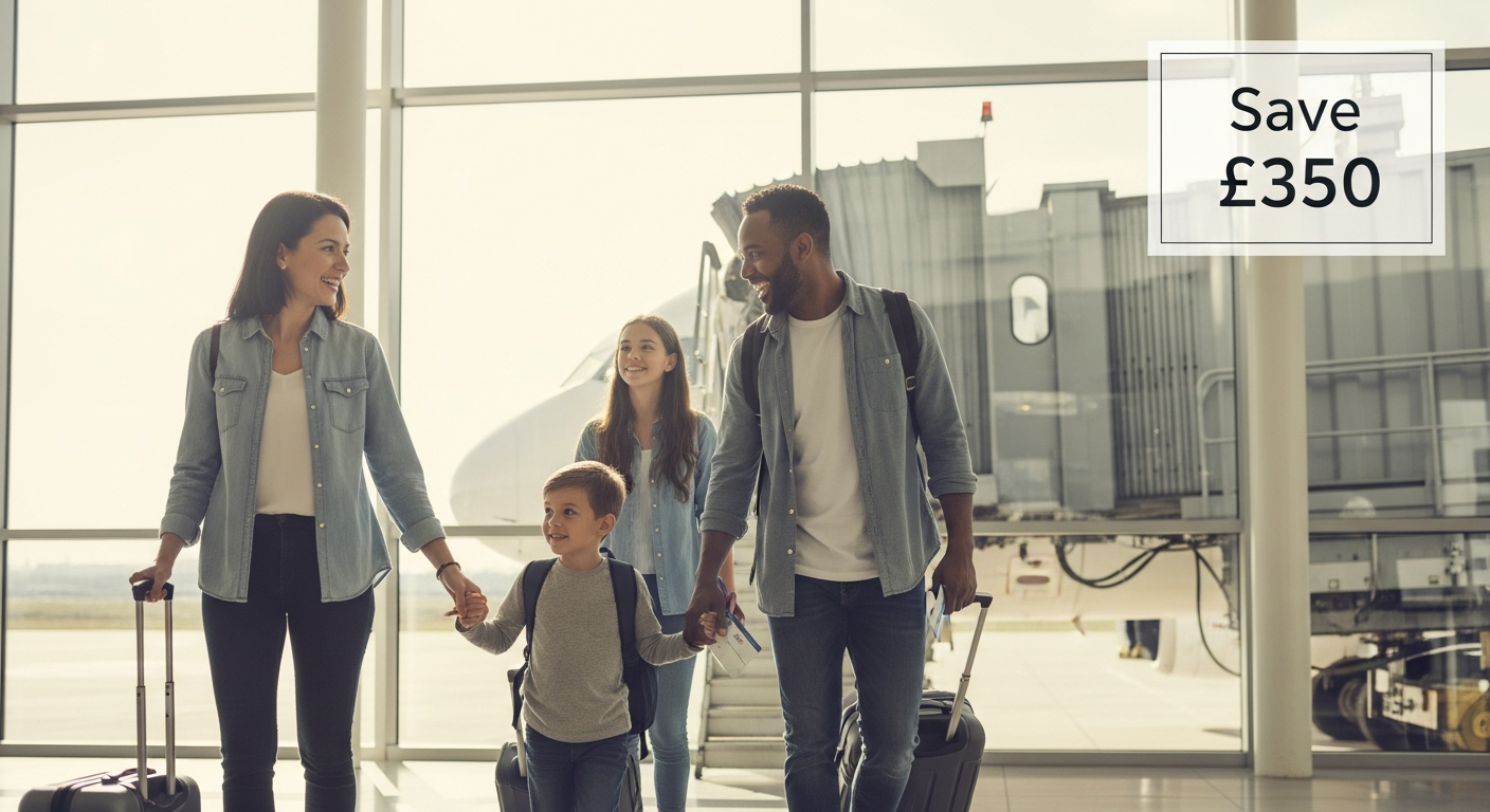 Traveler comparing package holiday deals on laptop with destination photos