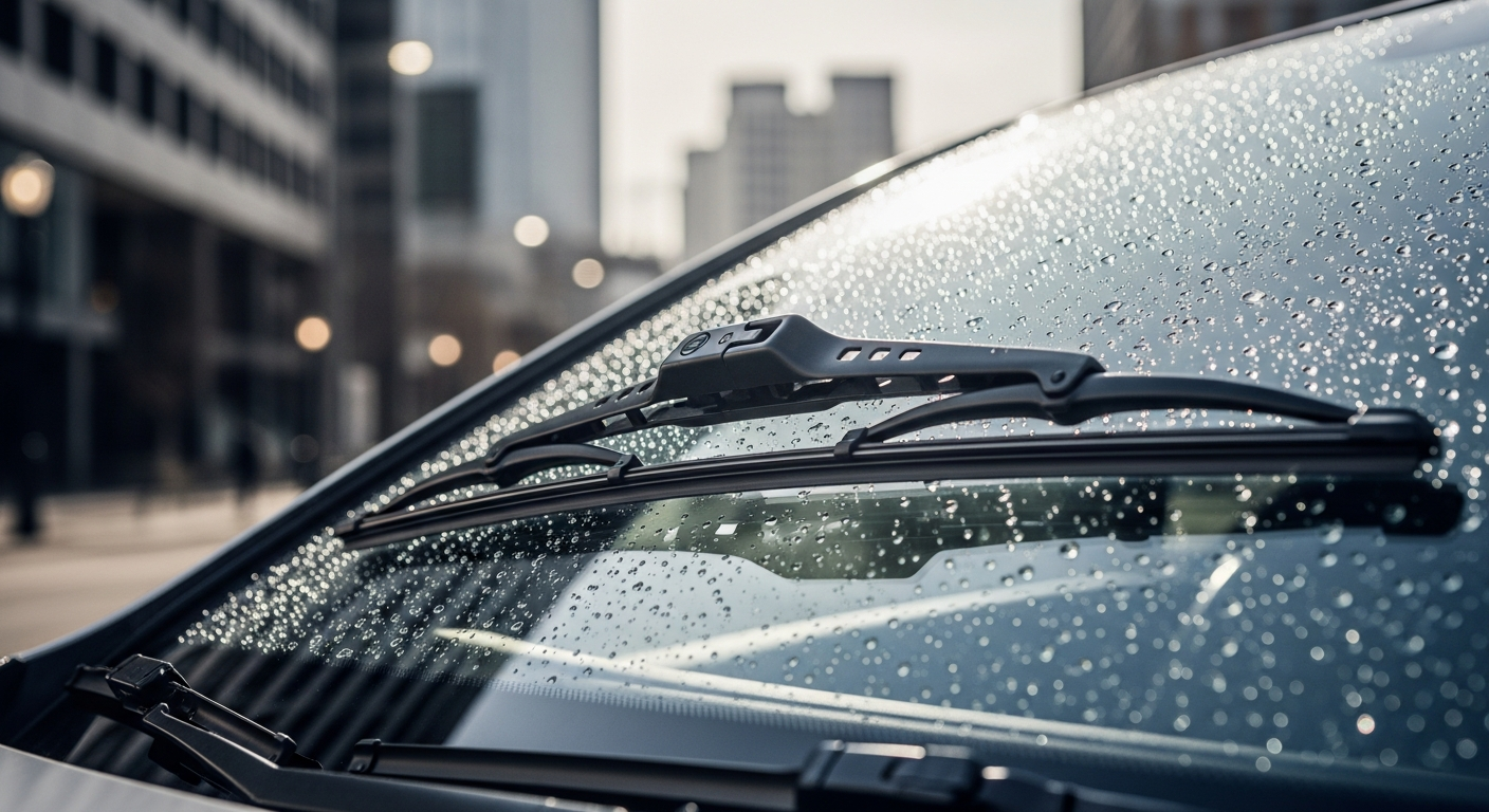 Bosch Aerotwin wiper blades installed on car windscreen in UK weather conditions