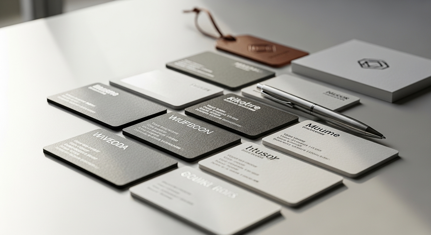 Premium custom business cards with gold foil stamping and embossed details