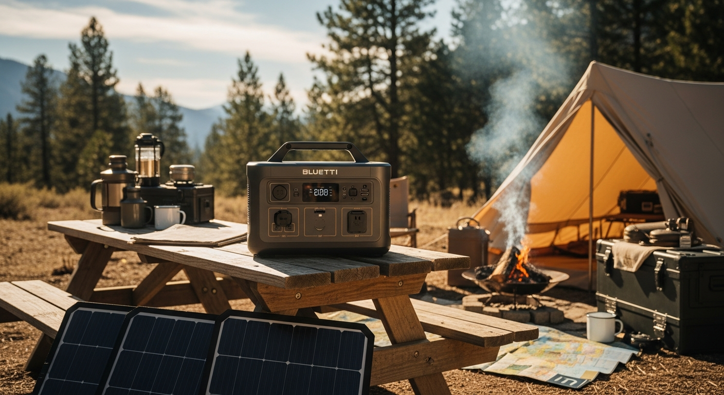 BLUETTI AC200MAX portable power station with expandable battery modules and multiple charging ports