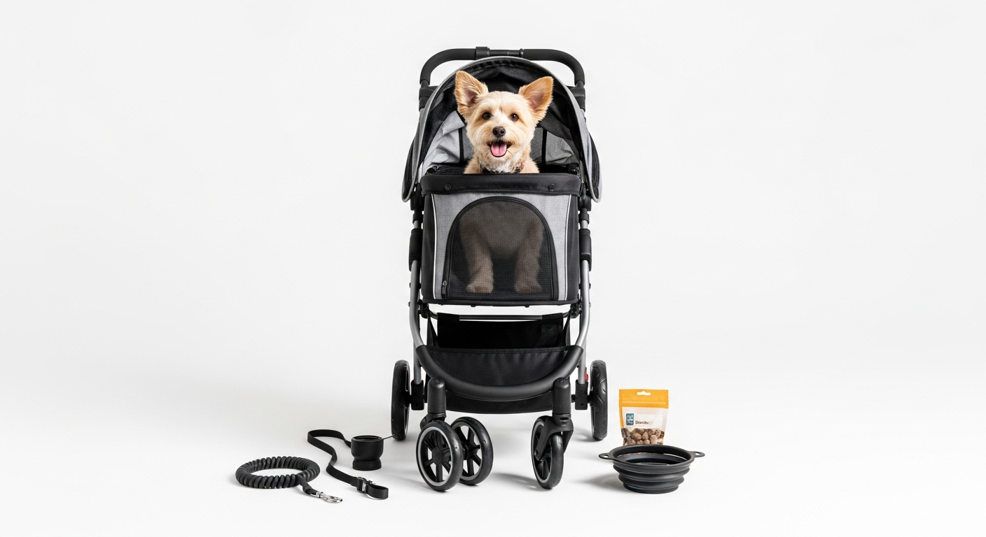 Rolling pet carrier stroller with breathable mesh design for pet travel
