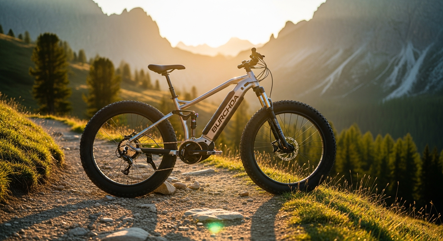 Burchda R5 Pro all-terrain fat tire e-bike on rugged outdoor trail terrain