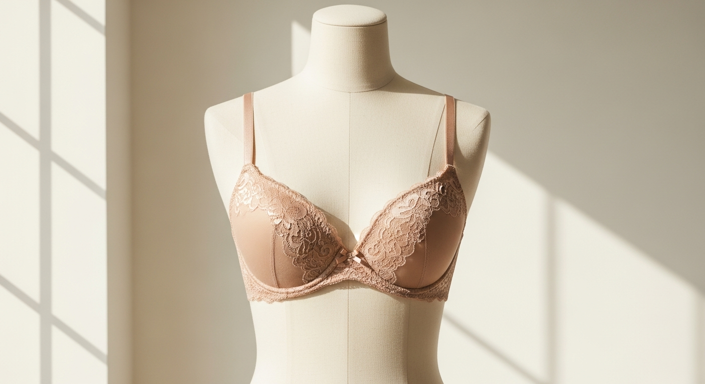 Esotiq Elegant Push-Up Bra in nude and black showcasing premium lace design and lift