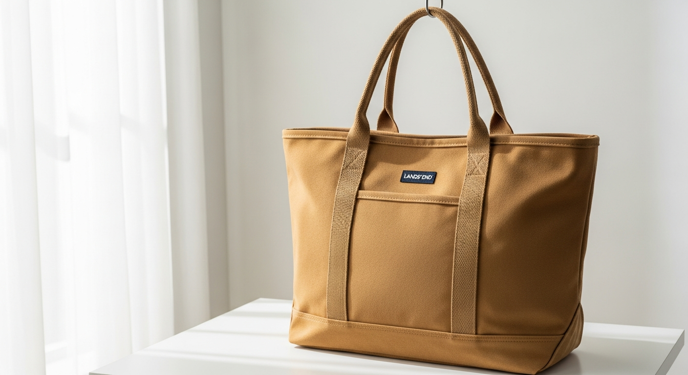 Lands' End Heavy-Duty Canvas Tote Bag in natural canvas with reinforced handles