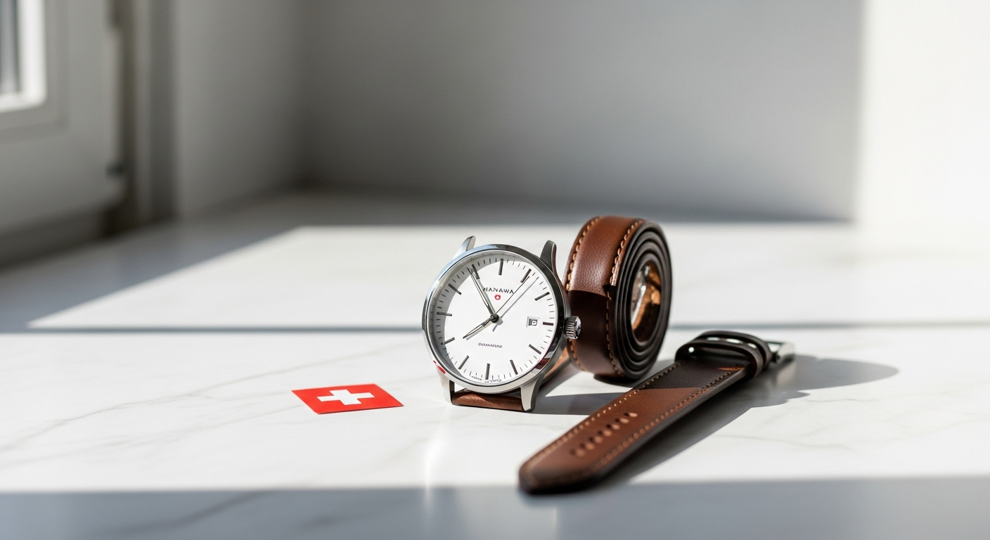 Manawa M2 Oxford White Swiss automatic watch with minimalist dial design