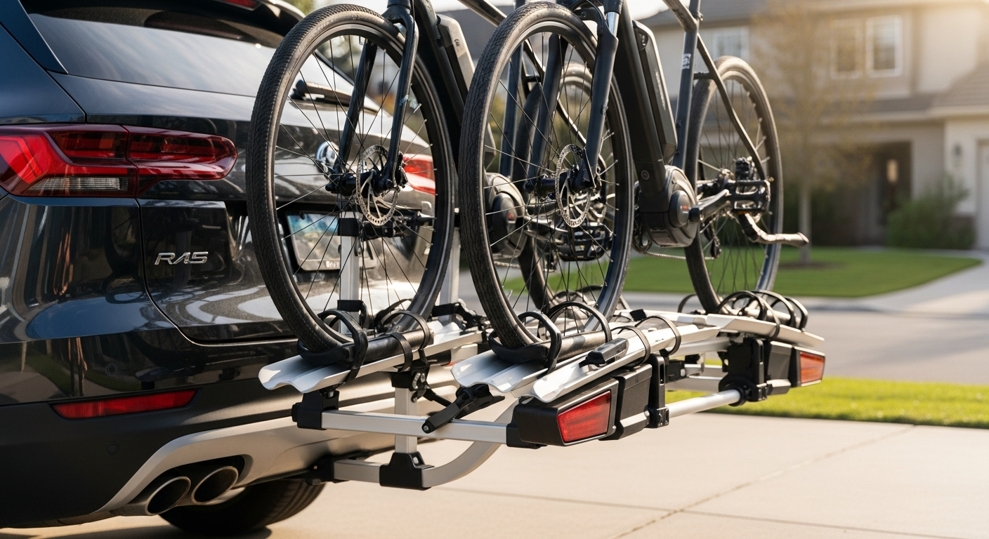 OutfitR 2-Bike Hitch E-Bike Rack with integrated ramp system for heavy electric bikes
