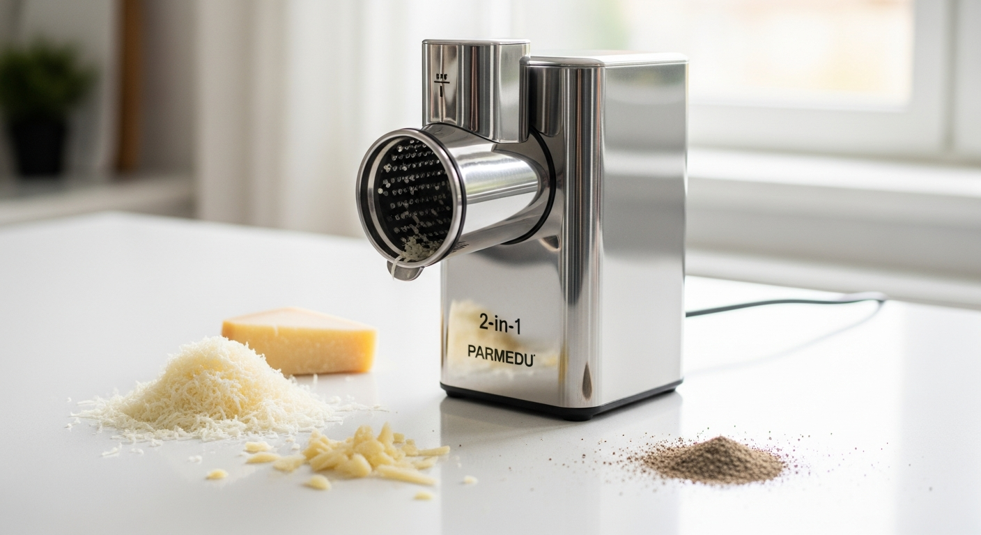Parmedu 2-in-1 Electric Grater and Grinder with sausage making kit and grinding attachments