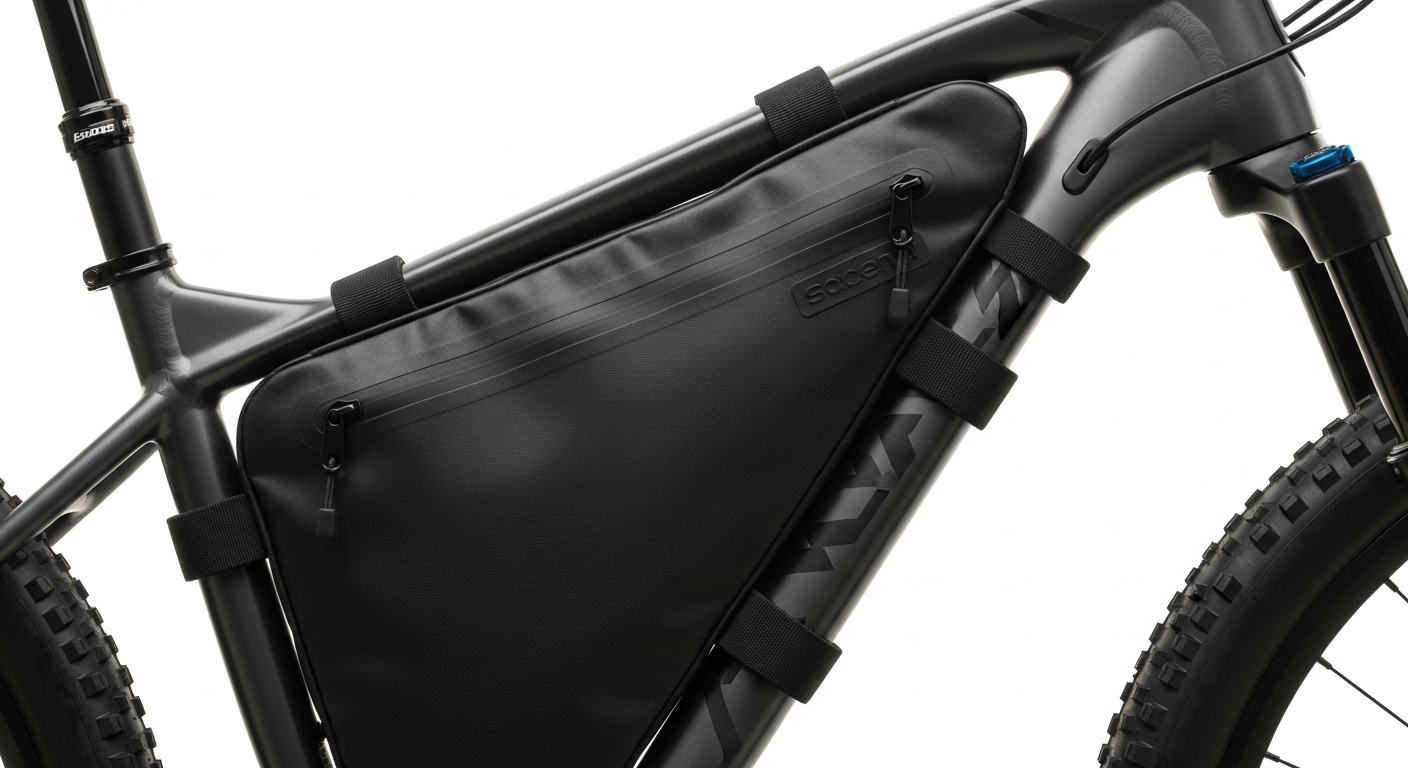 ROCKBROS waterproof bike frame bag mounted on bicycle frame with touch screen window