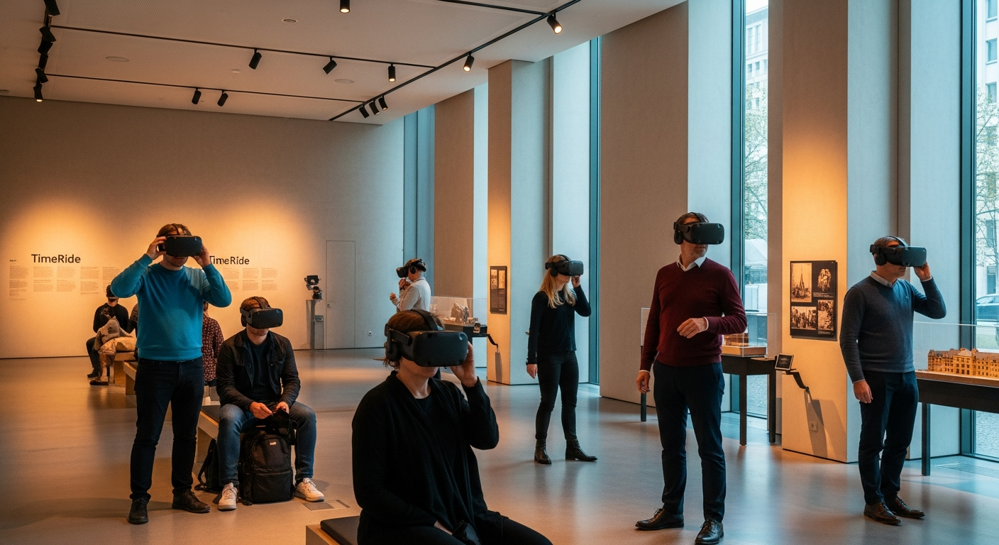 TimeRide Cologne virtual reality experience showing immersive VR headset technology and historical 1920s setting