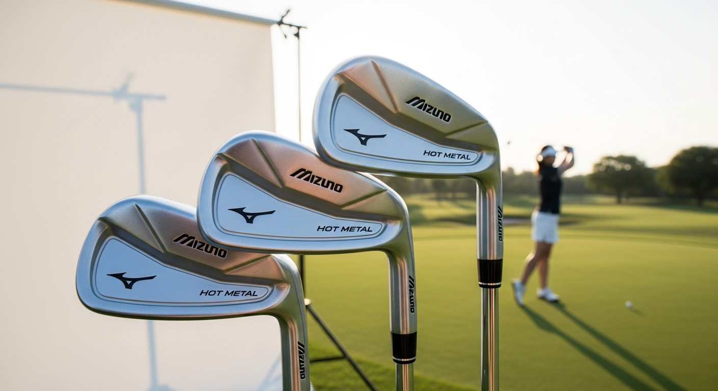Mizuno JPX925 Hot Metal Irons for women golfers displayed on golf course